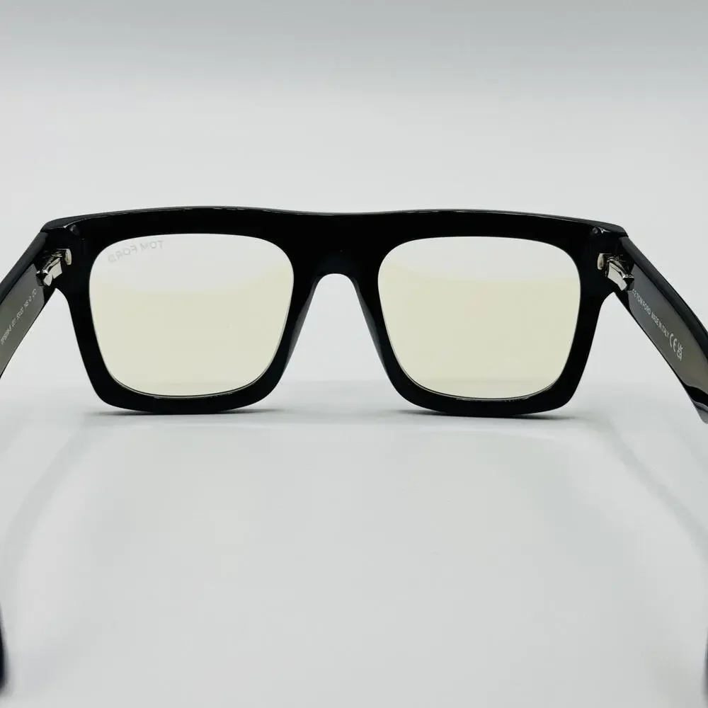 Tom Ford Eyeglasses Frame TF6068-B 001 Black Blue Light Block Clip-On 53-20-145